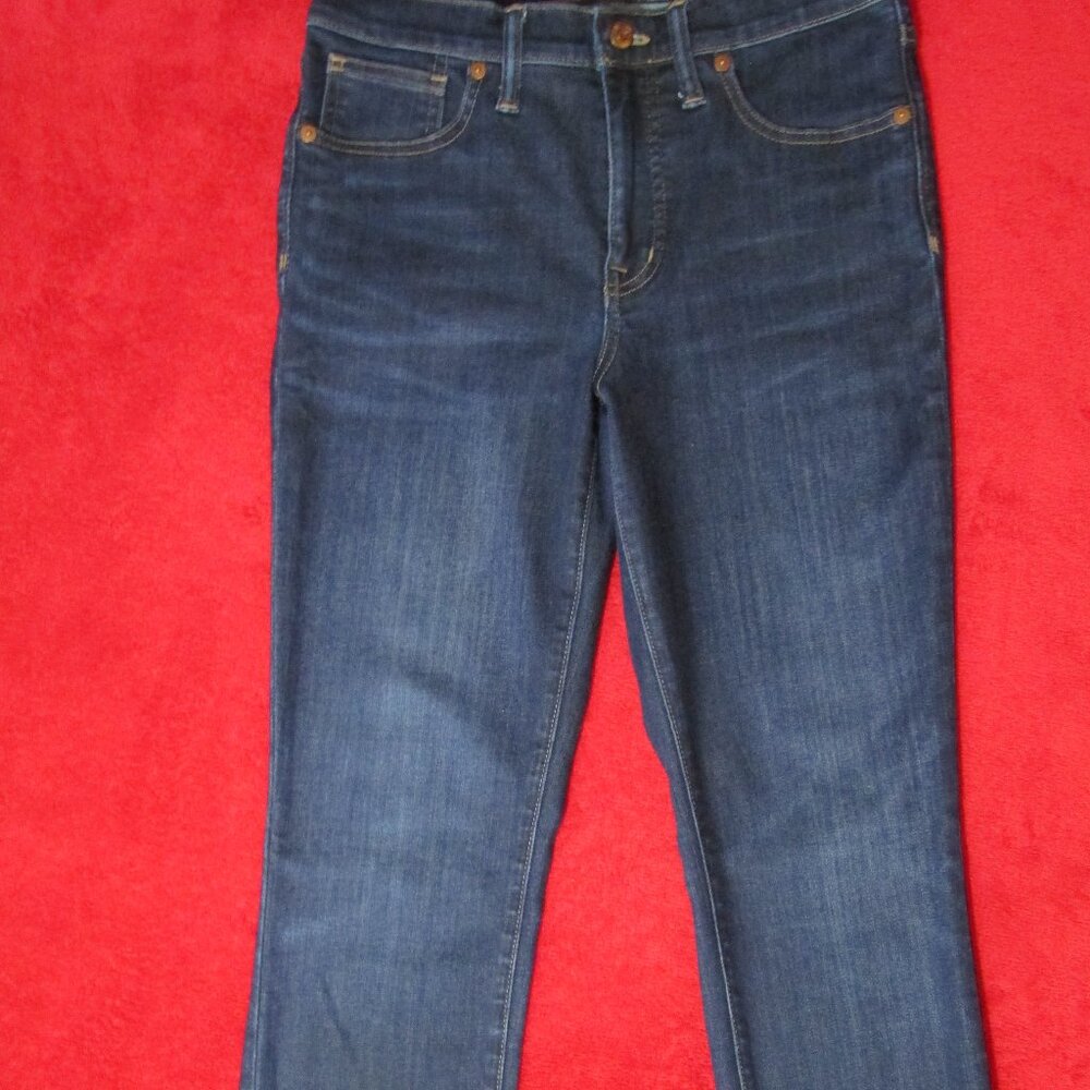 Madewell 9" High Rise Skinny Dark Wash Jeans - Picture 4 of 8